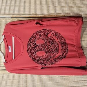 Lauren Moshi Red Smiley Face/Gun Shirt - Women's Medium - made in USA